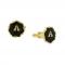 Cufflinks Gold Tone Dipped Black Enamel Initial Letter A.JPG